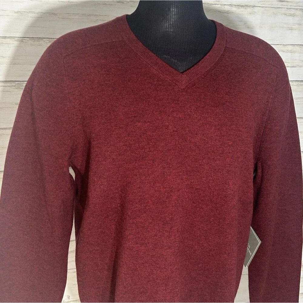 NEW! Mack Weldon Tech Cashmere Brick Red Sweater Merino Wool Crew Neck LARGE Men